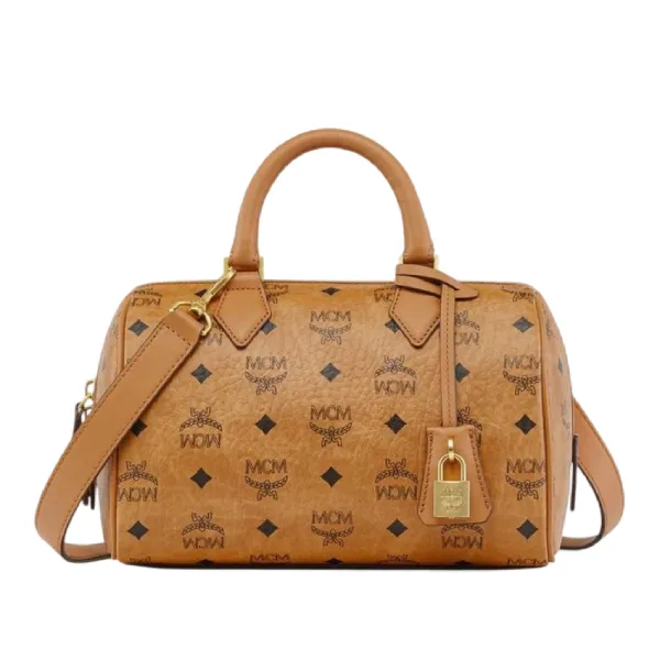 Túi Đeo Chéo Nữ MCM Ella Boston Bag In Visetos Small MWBESEA02CO Màu Cognac