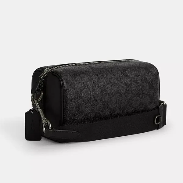 Túi Đeo Chéo Nam Coach Axel Crossbody In Signature Canvas CV762 Màu Đen Xám (Kèm Ví Nhỏ)
