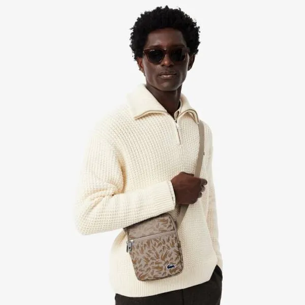 Túi Đeo Chéo Nam Lacoste Small LCST Flat Satchel NH5087TX R71 Camo Croc Fungi Màu Be