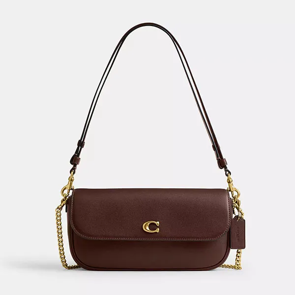 Túi Đeo Chéo Nữ Coach Brook Flap Chain Bag CAN90 Brass/Maple Màu Nâu