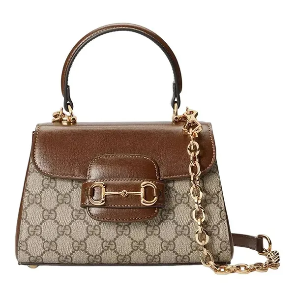 Túi Đeo Chéo Nữ Gucci Horsebit 1955 Medium Handle Bag Ebony Brown 703848-92TCK-8563 Màu Nâu Xám