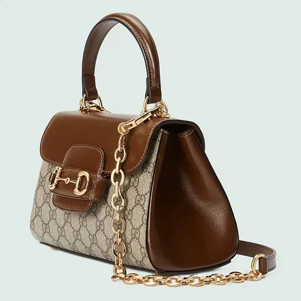 Túi Đeo Chéo Nữ Gucci Horsebit 1955 Medium Handle Bag Ebony Brown 703848-92TCK-8563 Màu Nâu Xám