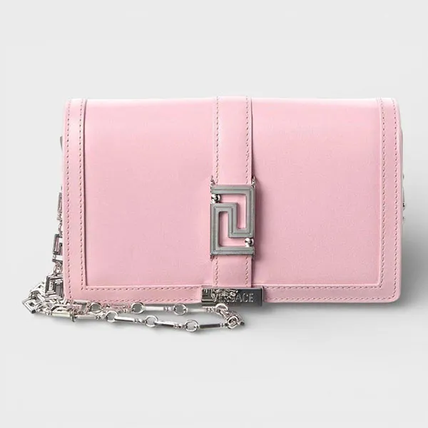 Túi Đeo Chéo Nữ Versace Logo Leather Chain Bag Pink Màu Hồng