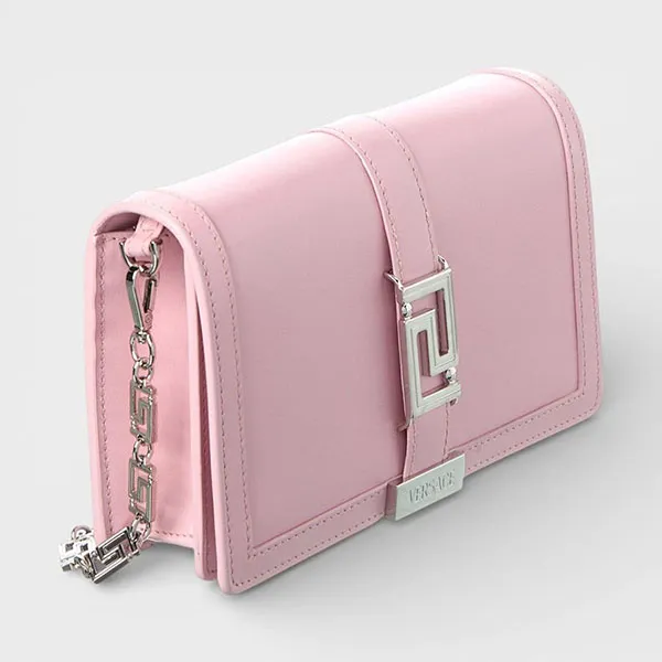 Túi Đeo Chéo Nữ Versace Logo Leather Chain Bag Pink Màu Hồng