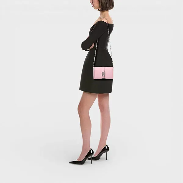 Túi Đeo Chéo Nữ Versace Logo Leather Chain Bag Pink Màu Hồng