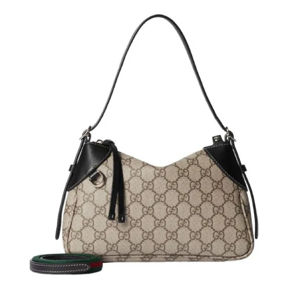 Túi Đeo Vai Nữ Gucci GG Emblem Smal Shoulder Bag Màu Đen Phối Be