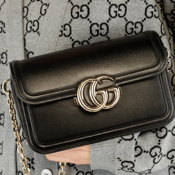 Túi Đeo Vai Gucci Go Leather Shoulder Bag Shoulder Bag Màu Đen