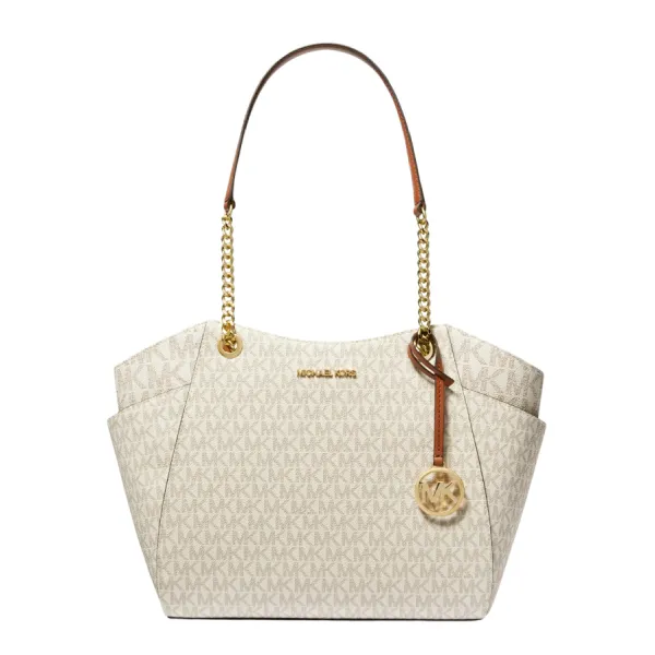 Túi Đeo Vai Nữ Michael Kors MK Jet Set Large Signature Logo Shoulder Bag 35S4GTVT3B Màu Kem