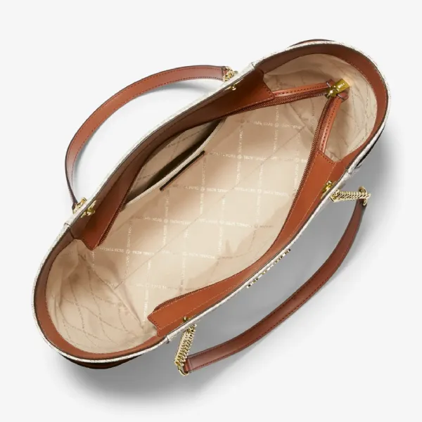 Túi Đeo Vai Nữ Michael Kors MK Jet Set Large Signature Logo Shoulder Bag 35S4GTVT3B Màu Kem