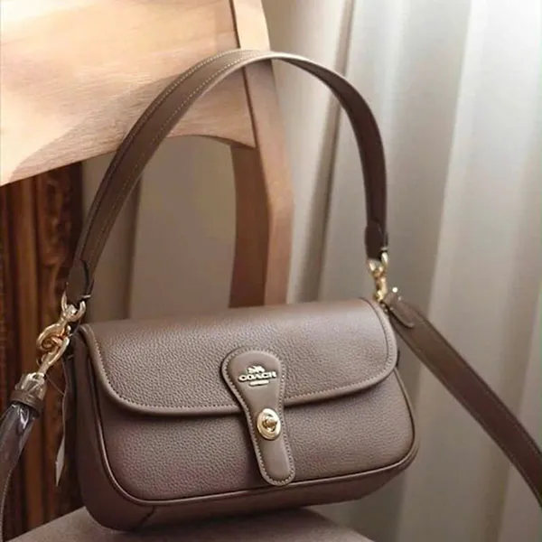 Túi Đeo Vai Nữ Coach Hadley Shoulder Bag 'Dark Stone' CY683 Màu Nâu