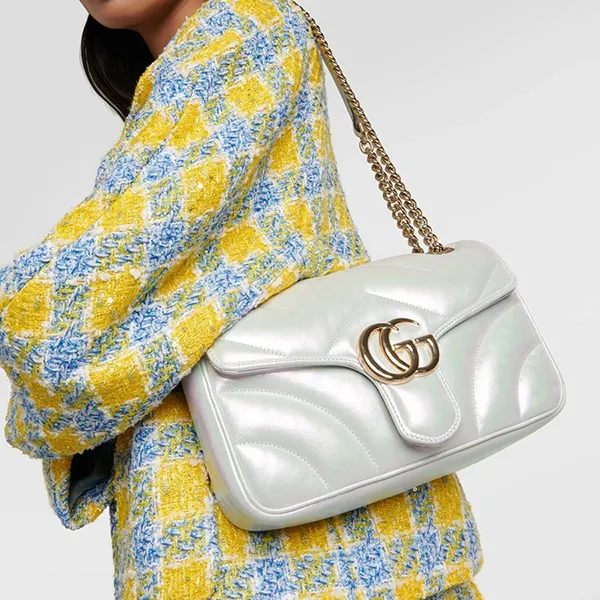 Túi Đeo Vai Nữ Gucci Marmont Small Leather Shoulder Bag Màu Trắng