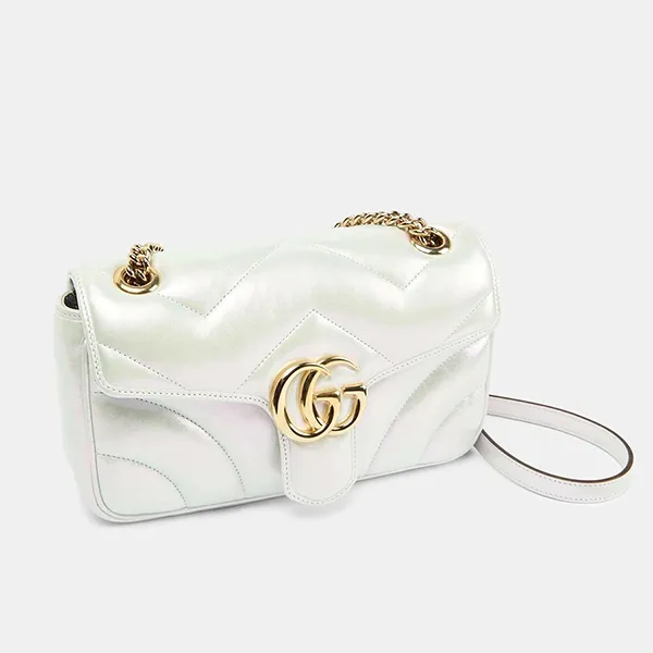 Túi Đeo Vai Nữ Gucci Marmont Small Leather Shoulder Bag Màu Trắng