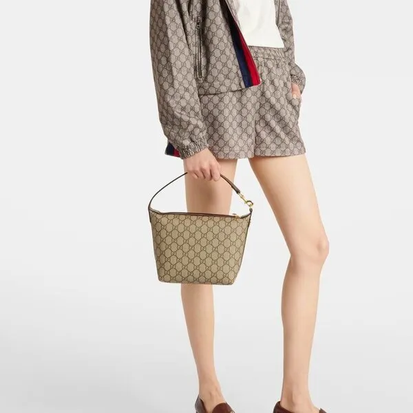 Túi Đeo Vai Nữ Gucci Ophidia GG Super Mini Canvas Shoulder Bag Màu Xám