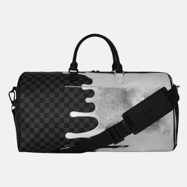 Túi Du Lịch Sprayground Silver Side Drip Duffle Bag Màu Bạc Đen