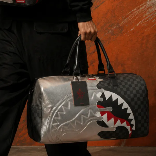 Túi Du Lịch Sprayground Silver Side Drip Duffle Bag Màu Bạc Đen