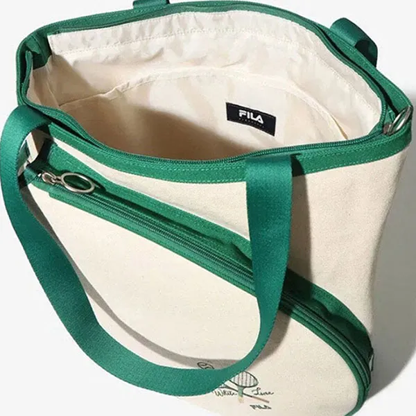 Túi Tote Nữ Fila Greenery Racket Shoulder Bag FS3BCG3270X GRN Màu Trắng Xanh