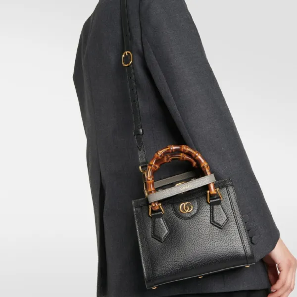 Túi Tote Nữ Gucci Diana Leather Tote Bag Màu Đen
