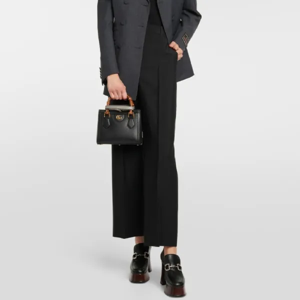 Túi Tote Nữ Gucci Diana Leather Tote Bag Màu Đen