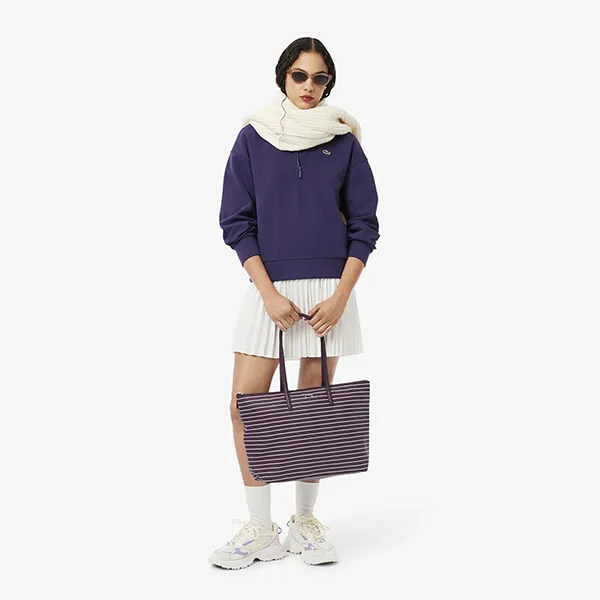 Túi Tote Nữ Lacoste Large Striped L.12.12 Concept NF5132SJ R48 Màu Tím