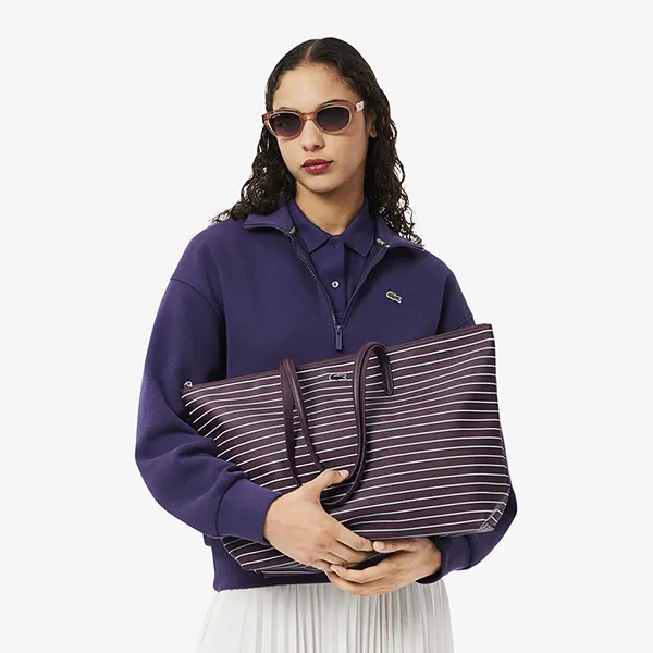 Túi Tote Nữ Lacoste Large Striped L.12.12 Concept NF5132SJ R48 Màu Tím