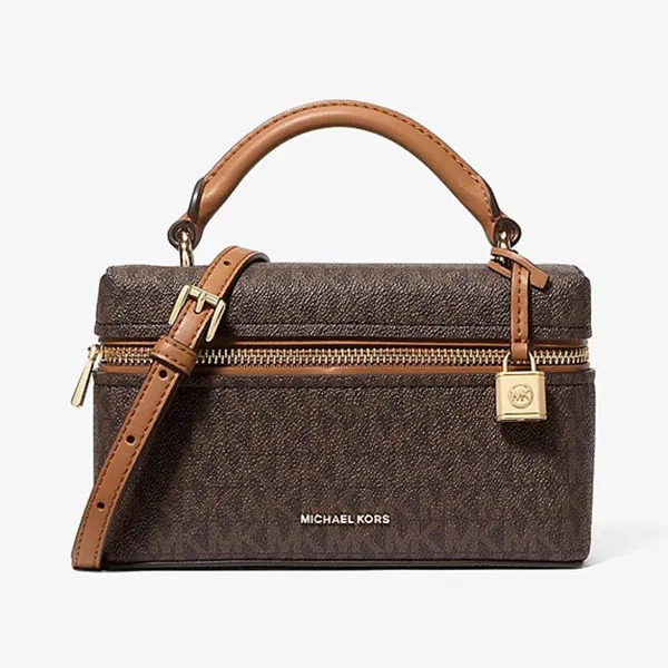 Túi Xách Nữ Michael Kors MK Jana Extra-Small Signature Logo Convertible Crossbody Bag 32F5GQ1C0B Brown/Acorn Màu Nâu Đen