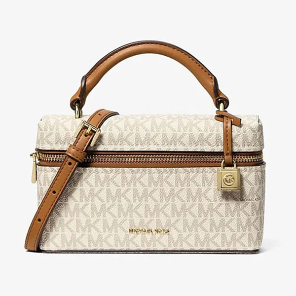Túi Xách Nữ Michael Kors MK Jana Extra-Small Signature Logo Convertible Crossbody Bag 32F5GQ1C0B Vanilla/Acorn Màu Trắng