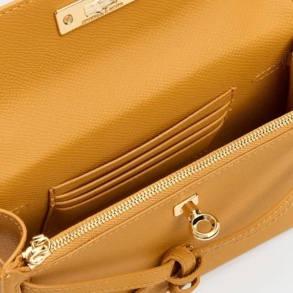 Túi Xách Tay Nữ Charles & Keith CNK Tricha Knotted Belt Top Handle Bag CK2-50701691 Saffron Yellow Màu Vàng