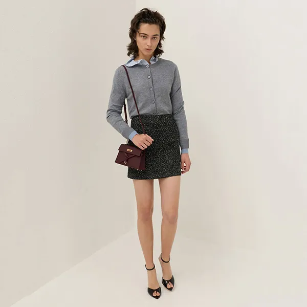 Túi Xách Tay Nữ Charles & Keith CNK Tricha Knotted Belt Top Handle Bag CK2-50701691 Wineberry Red Màu Đỏ Mận
