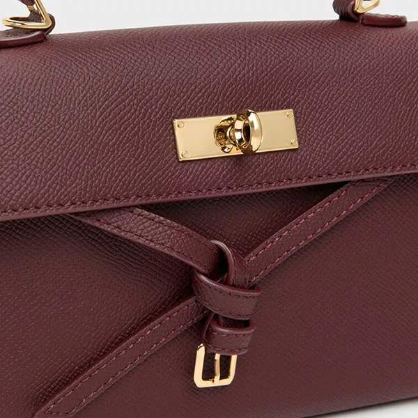 Túi Xách Tay Nữ Charles & Keith CNK Tricha Knotted Belt Top Handle Bag CK2-50701691 Wineberry Red Màu Đỏ Mận