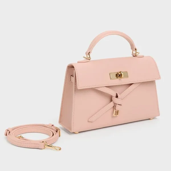 Túi Xách Tay Nữ Charles & Keith CNK Tricha Knotted Belt Top Handle Bag Pink CK2-50701691_PINK Màu Hồng