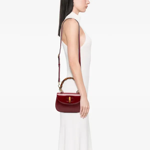 Túi Xách Tay Nữ Gucci Bamboo 1947 Small Red Leather Top Handle Bag Màu Đỏ