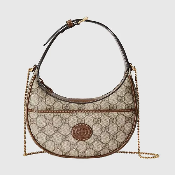 Túi Xách Tay Nữ Gucci GG Half-Moon-Shaped Mini Bag ‎726843 92TCG 8563 Màu Be Nâu