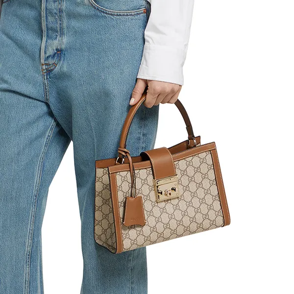 Túi Xách Tay Nữ Gucci Padlock Medium Top Handle Bag 838992 FAD6L 9758 Màu Be/Nâu