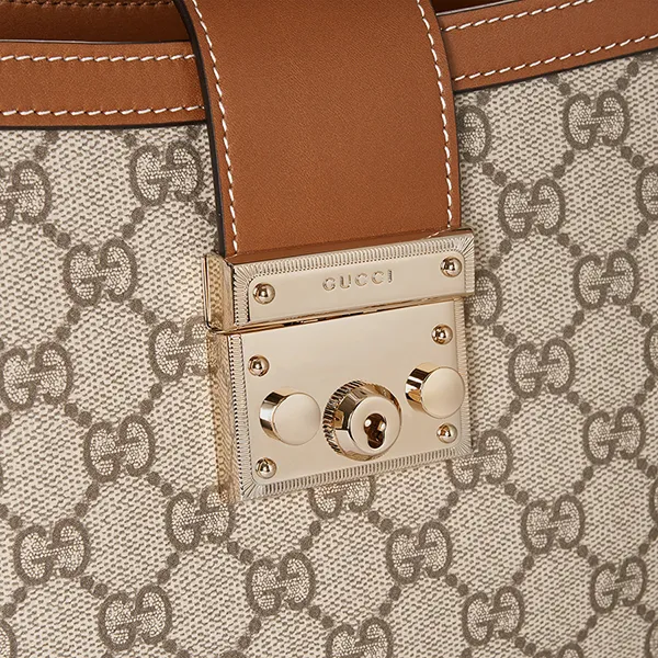 Túi Xách Tay Nữ Gucci Padlock Medium Top Handle Bag 838992 FAD6L 9758 Màu Be/Nâu