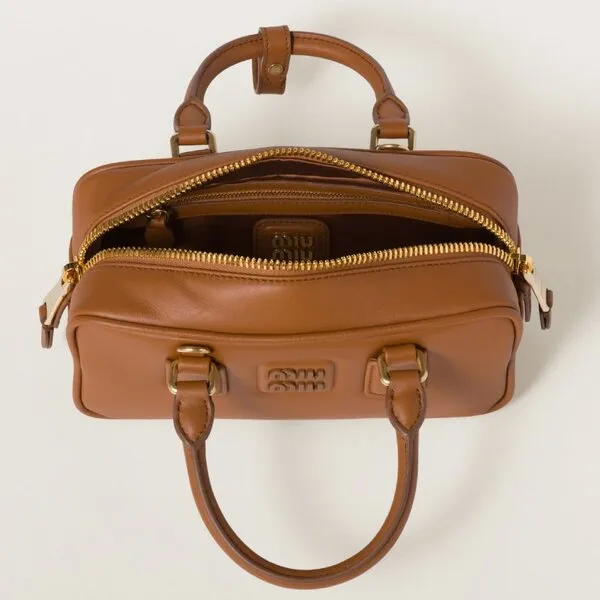 Túi Xách Tay Nữ Miu Miu Arcadie Leather Bag Cognac Màu Nâu