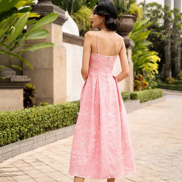 Váy Gấm Hai Dây Nữ F2 Fashion & Freedom Starry Nights D782-H-S-1223 Màu Hồng Size S