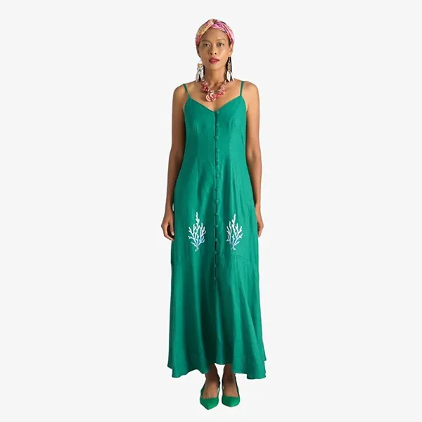Váy Hai Dây Linen Nữ F2 Fashion & Freedom Bright And Shine D439-X-S-0622 Màu Xanh Size S