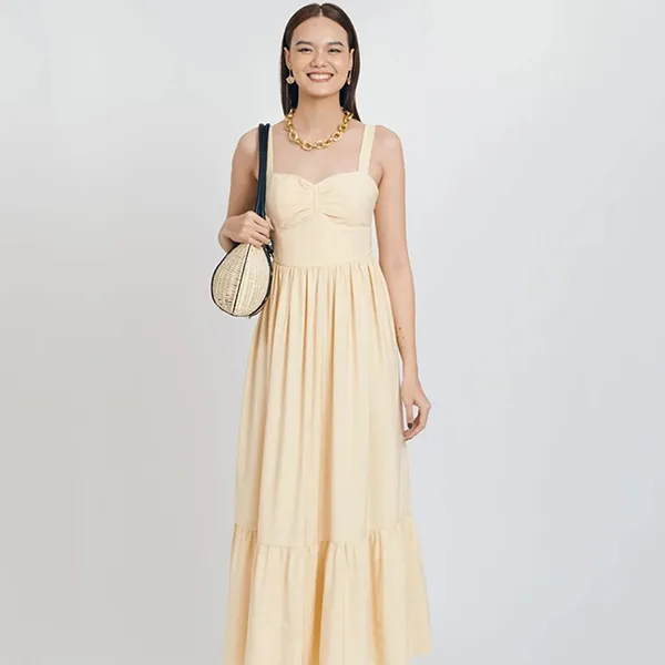 Váy Hai Dây Linen Nữ F2 Fashion & Freedom D535-VN-S-0721 Màu Vàng Nhạt Size S