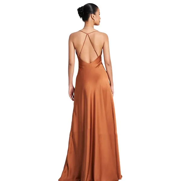 Váy Liền Hai Dây Lụa Nữ F2 Fashion & Freedom Golden Girl D752-N-S-0923 Màu Nâu Size S
