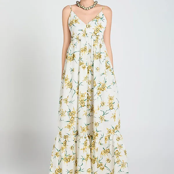 Váy Hai Dây Nữ F2 Fashion & Freedom Linen A Touch Of Effortless Elegance D837-THX-S-0325 Màu Trắng Họa Tiết Size S