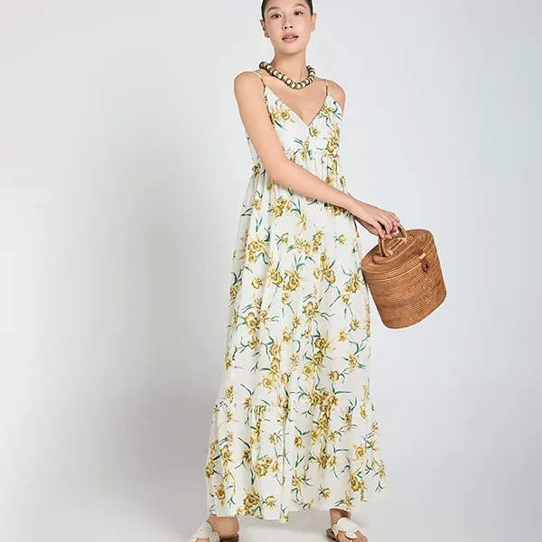 Váy Hai Dây Nữ F2 Fashion & Freedom Linen A Touch Of Effortless Elegance D837-THX-S-0325 Màu Trắng Họa Tiết Size S