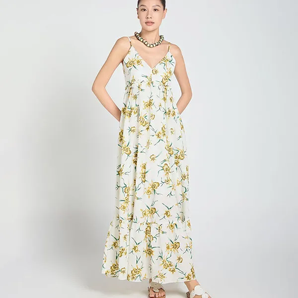 Váy Hai Dây Nữ F2 Fashion & Freedom Linen A Touch Of Effortless Elegance D837-THX-S-0325 Màu Trắng Họa Tiết Size S