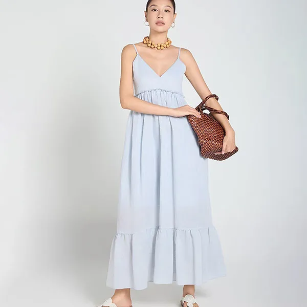 Váy Hai Dây Nữ F2 Fashion & Freedom Linen A Touch Of Effortless Elegance D837-XN-S-0325 Màu Xanh Nhạt Size S