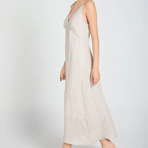 Váy Hai Dây Nữ F2 Fashion & Freedom Linen A Touch Of Effortless Elegance D839-KS-S-0325 Màu Kem Kẻ Sọc Size S