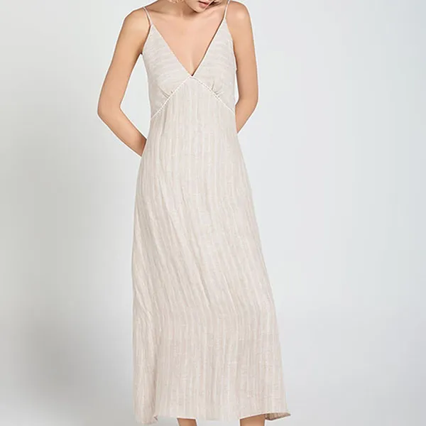 Váy Hai Dây Nữ F2 Fashion & Freedom Linen A Touch Of Effortless Elegance D839-KS-S-0325 Màu Kem Kẻ Sọc Size S