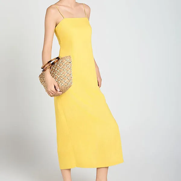 Váy Hai Dây Nữ F2 Fashion & Freedom Linen A Touch Of Effortless Elegance D840-V-S-0325 Màu Vàng Size S