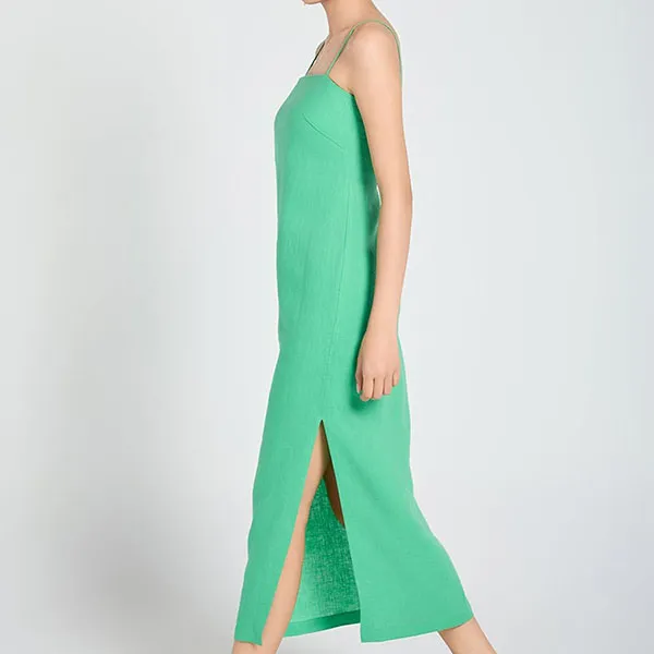 Váy Hai Dây Nữ F2 Fashion & Freedom Linen A Touch Of Effortless Elegance D840-XL-S-0325 Màu Xanh Lá Size S