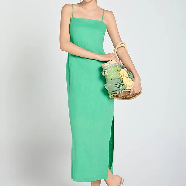 Váy Hai Dây Nữ F2 Fashion & Freedom Linen A Touch Of Effortless Elegance D840-XL-S-0325 Màu Xanh Lá Size S