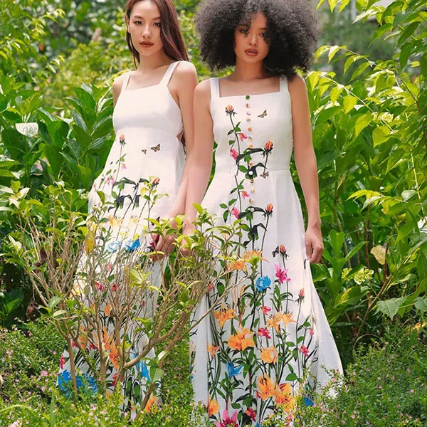 Váy Hai Dây Nữ F2 Fashion & Freedom Linen Into The Wood D806-TH-XL-0524 Màu Trắng Họa Tiết Size XL