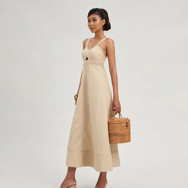Váy Hai Dây Nữ F2 Fashion & Freedom Linen Modern Women D766-K-S-0923 Màu Kem Size S